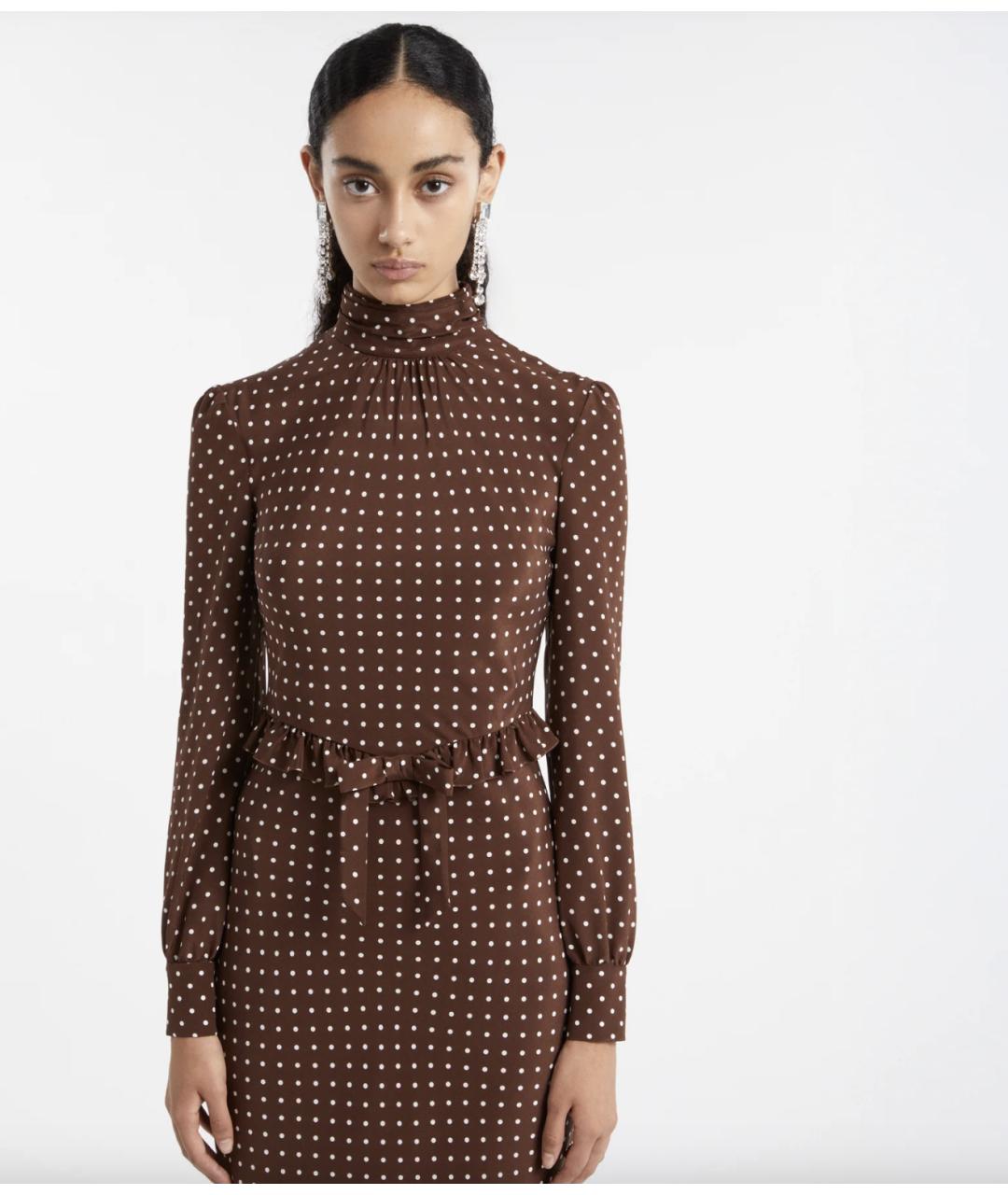 ALESSANDRA RICH Коричневое шелковое вечернее платье, фото 5