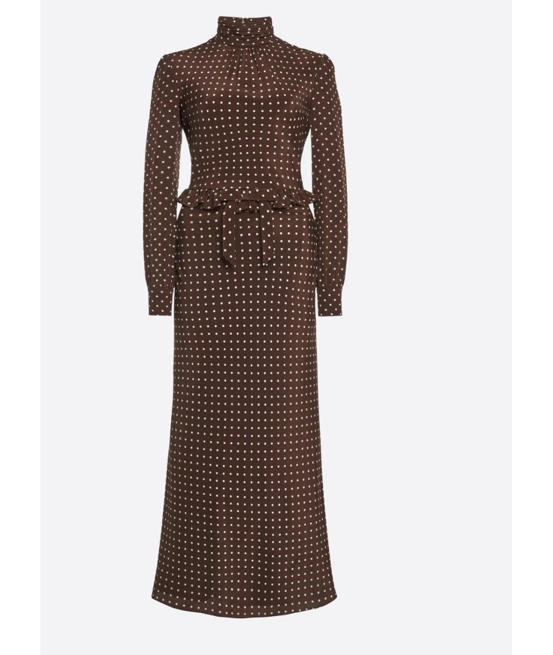 ALESSANDRA RICH Коричневое шелковое вечернее платье, фото 6