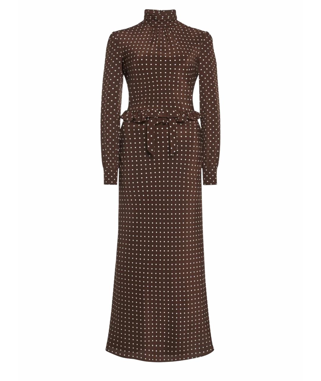 ALESSANDRA RICH Коричневое шелковое вечернее платье, фото 1