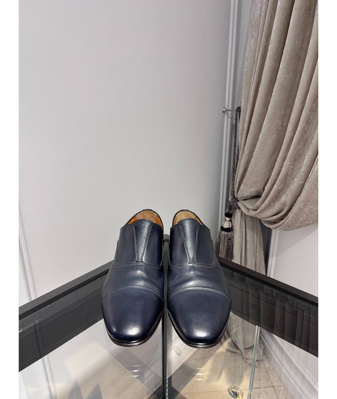 SANTONI Темно-синие кожаные туфли, фото 2