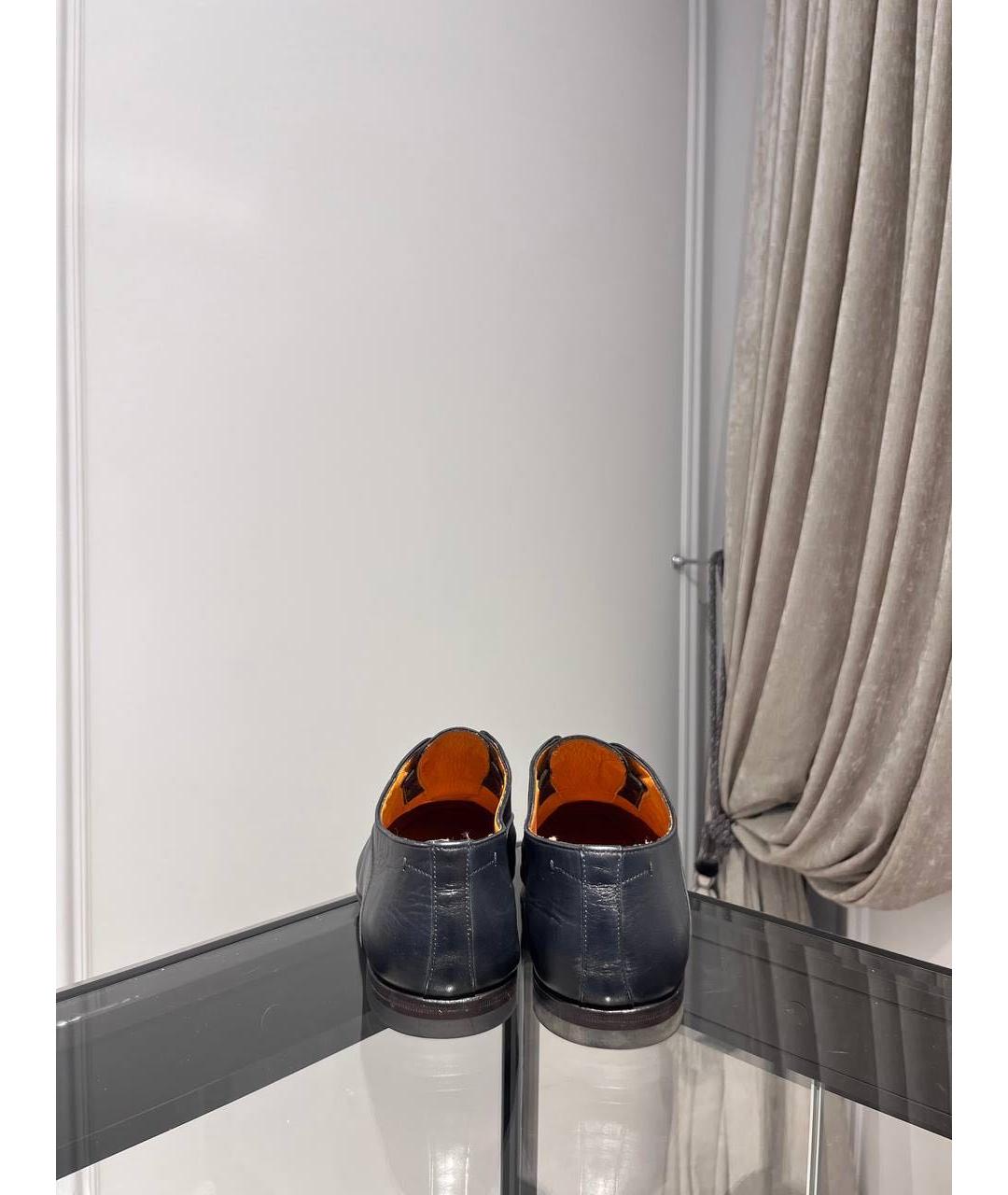 SANTONI Темно-синие кожаные туфли, фото 3