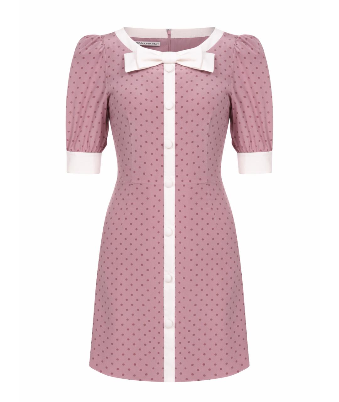 ALESSANDRA RICH Розовое шелковое повседневное платье, фото 1