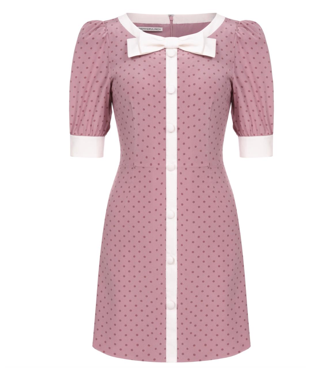 ALESSANDRA RICH Розовое шелковое повседневное платье, фото 5