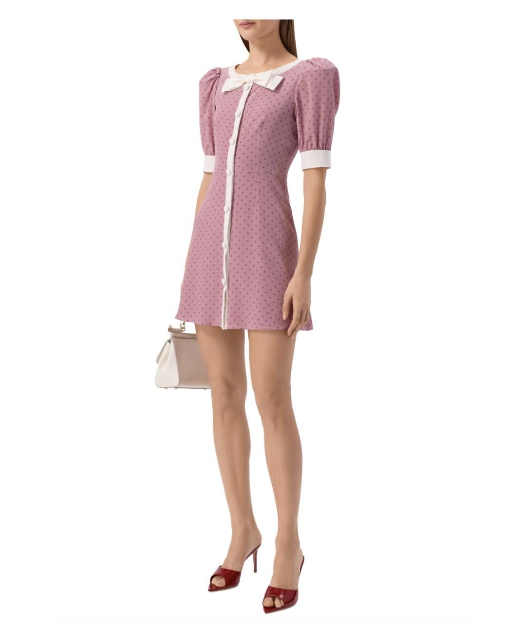 ALESSANDRA RICH Розовое шелковое повседневное платье, фото 2