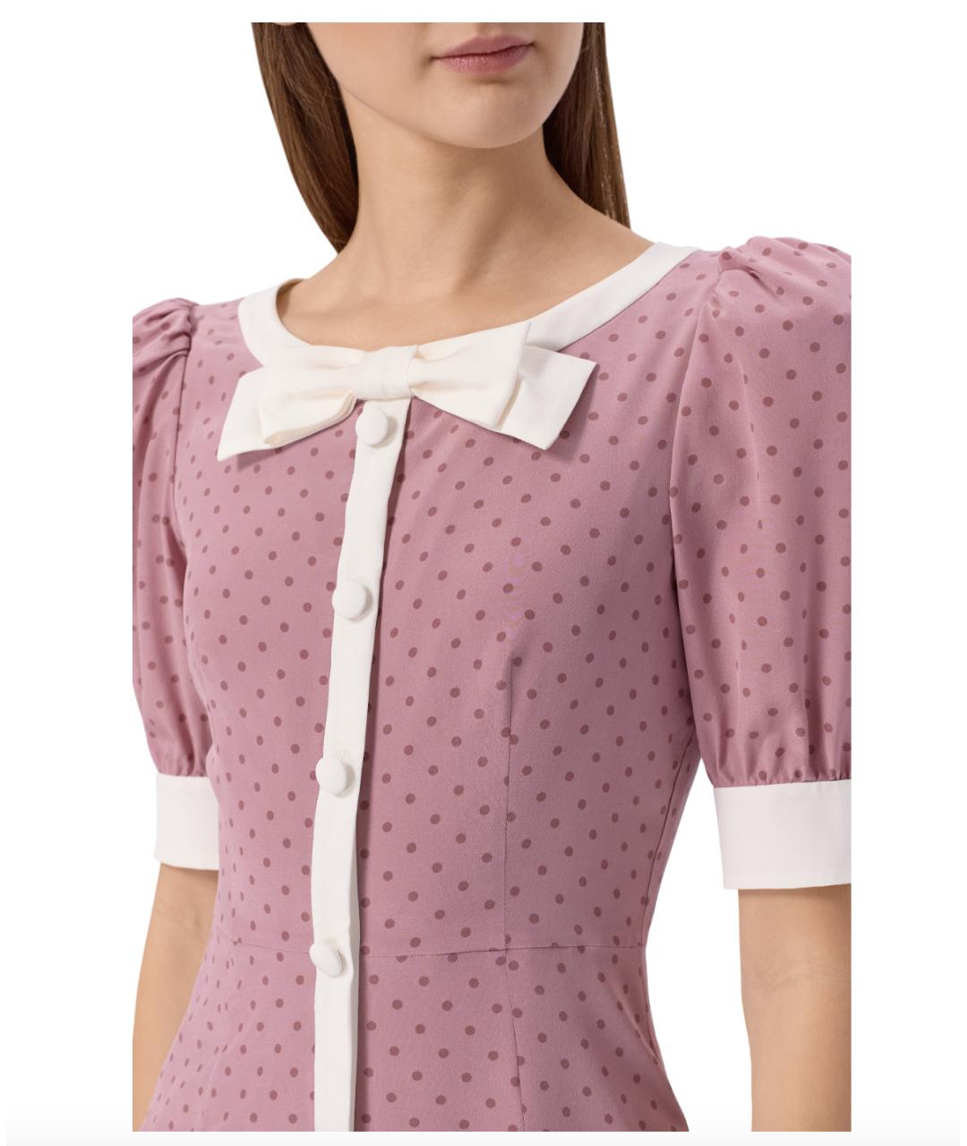 ALESSANDRA RICH Розовое шелковое повседневное платье, фото 4