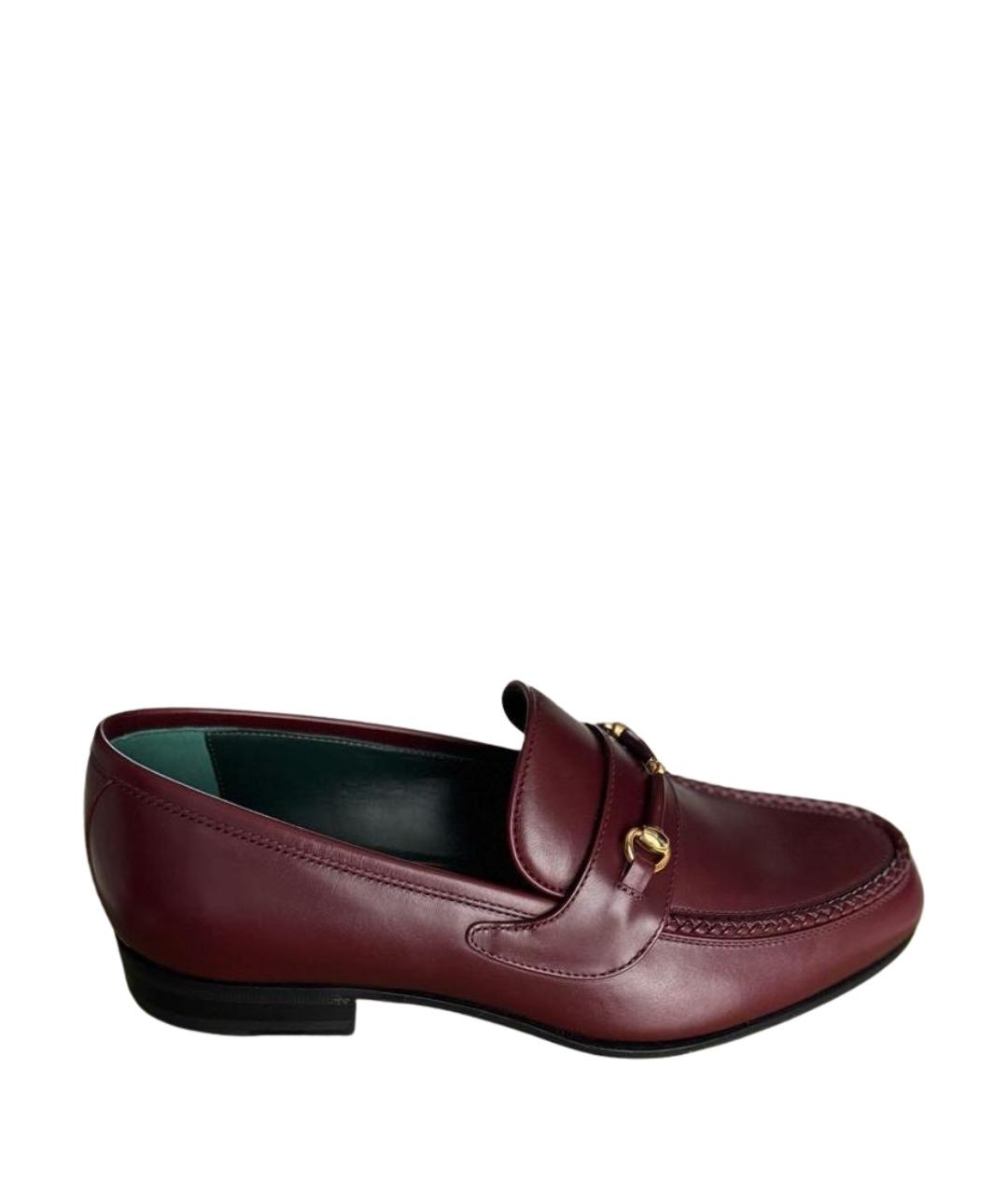 GUCCI Бордовые кожаные лоферы, фото 1