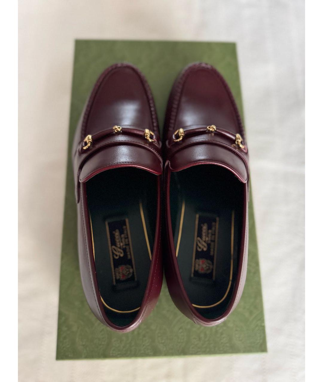 GUCCI Бордовые кожаные лоферы, фото 3