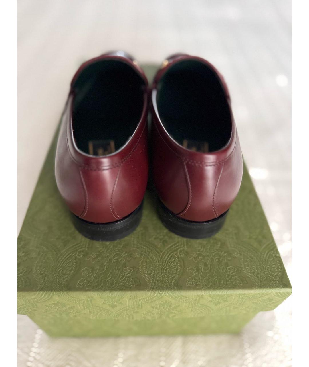 GUCCI Бордовые кожаные лоферы, фото 4
