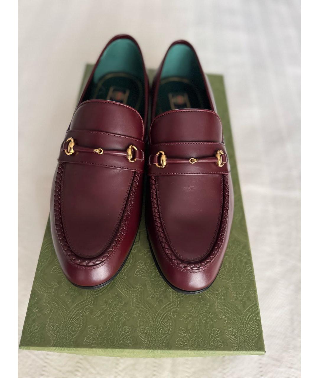 GUCCI Бордовые кожаные лоферы, фото 2
