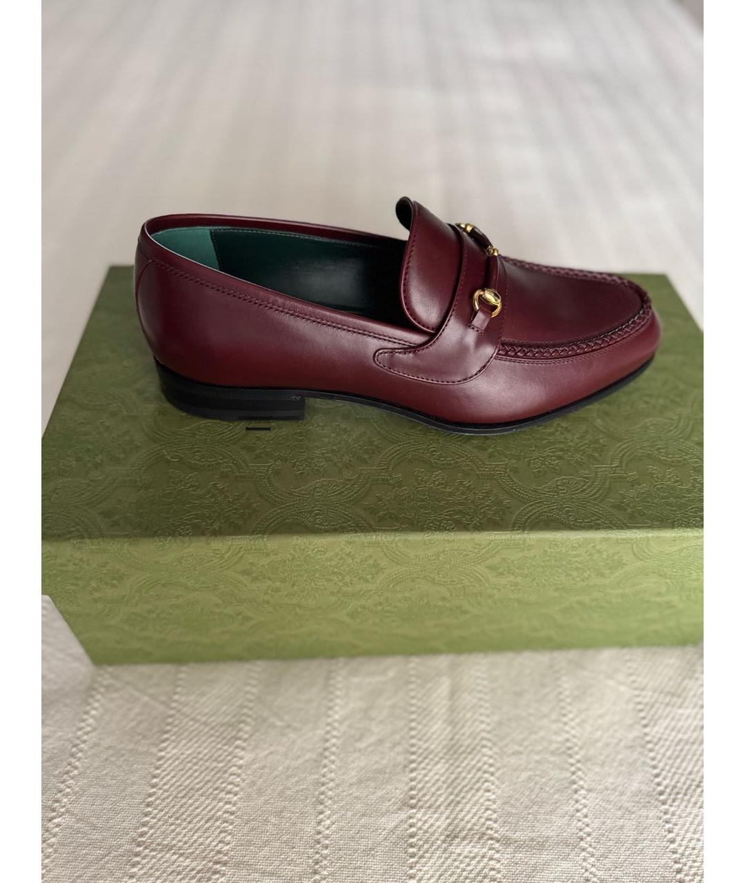 GUCCI Бордовые кожаные лоферы, фото 6