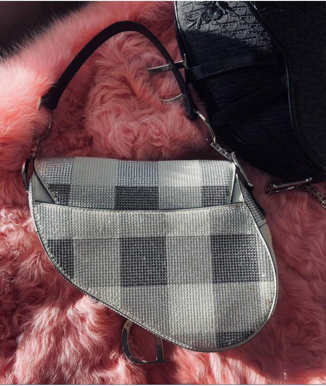 CHRISTIAN DIOR Серая тканевая сумка с короткими ручками, фото 2