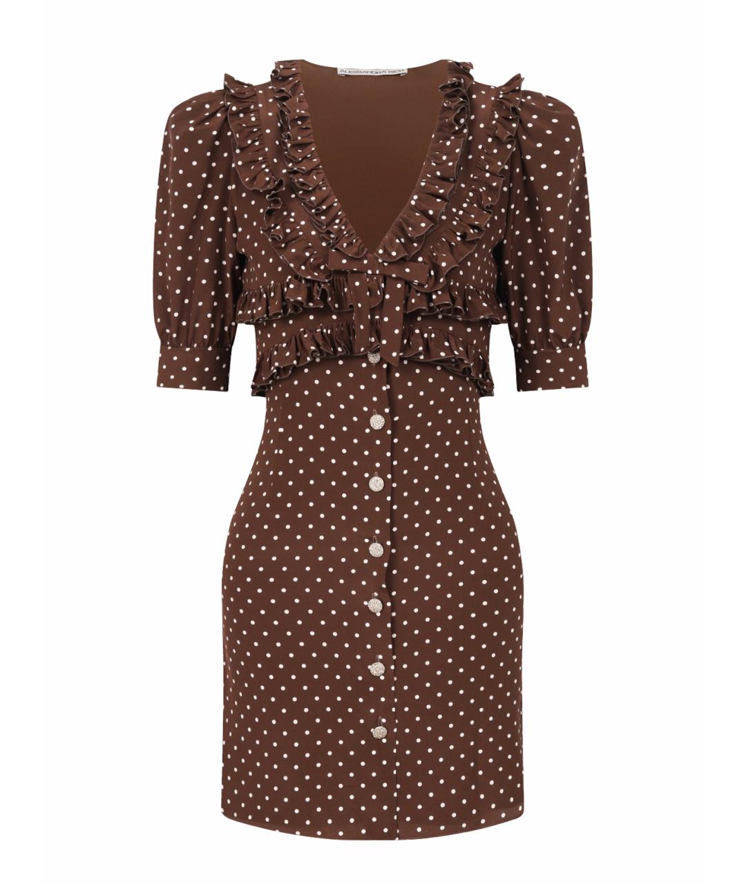 ALESSANDRA RICH Коричневое шелковое повседневное платье, фото 1