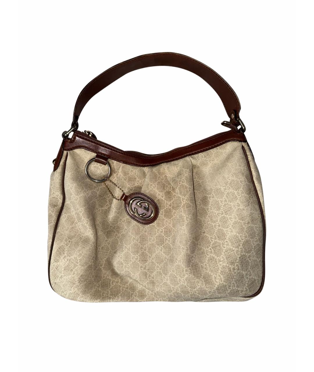 GUCCI Бежевая тканевая сумка через плечо, фото 1