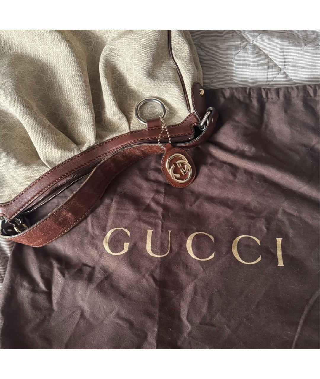 GUCCI Бежевая тканевая сумка через плечо, фото 5