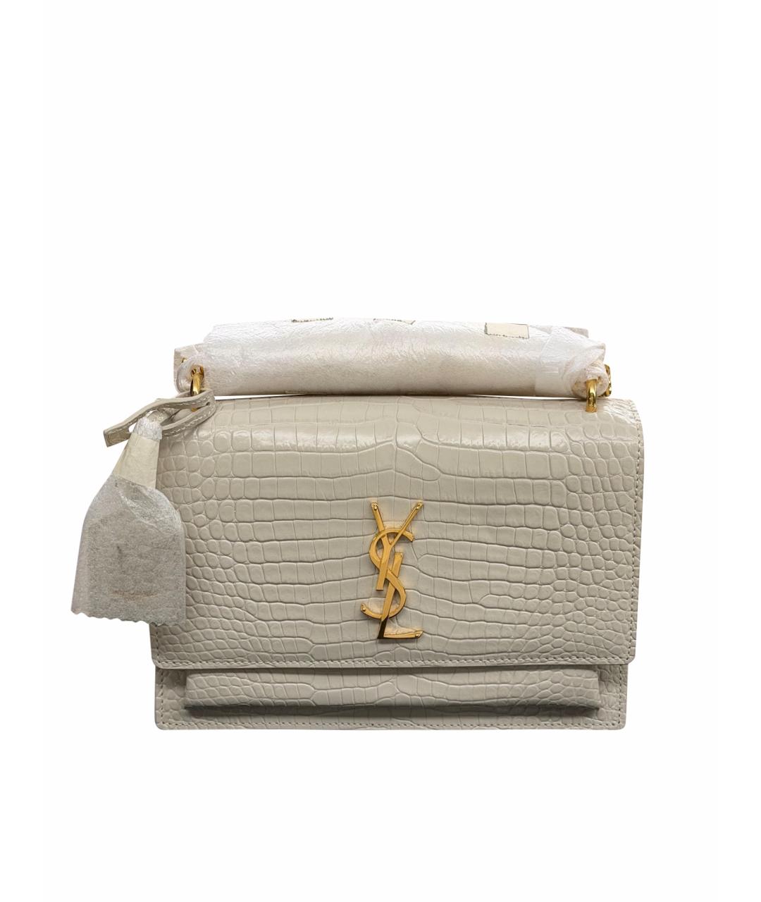 SAINT LAURENT Белая кожаная сумка через плечо, фото 1