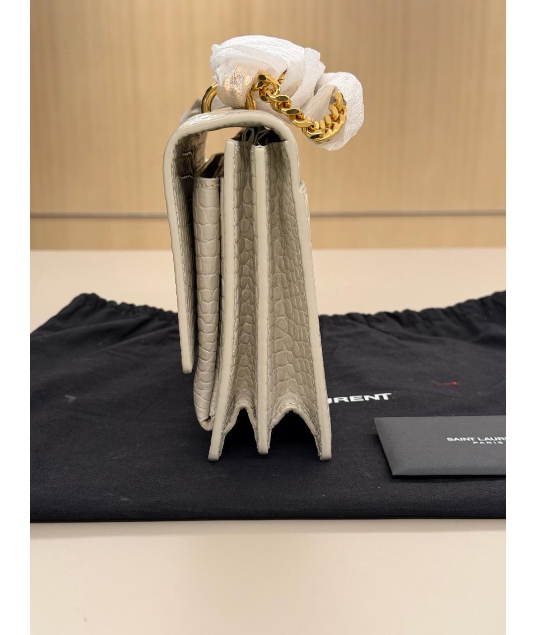 SAINT LAURENT Белая кожаная сумка через плечо, фото 4