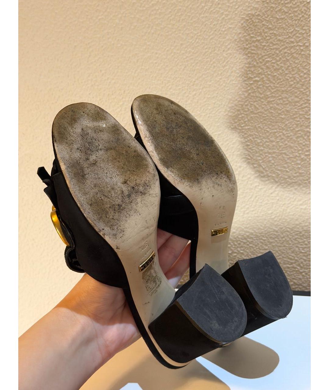 GUCCI Черные замшевые мюли, фото 5