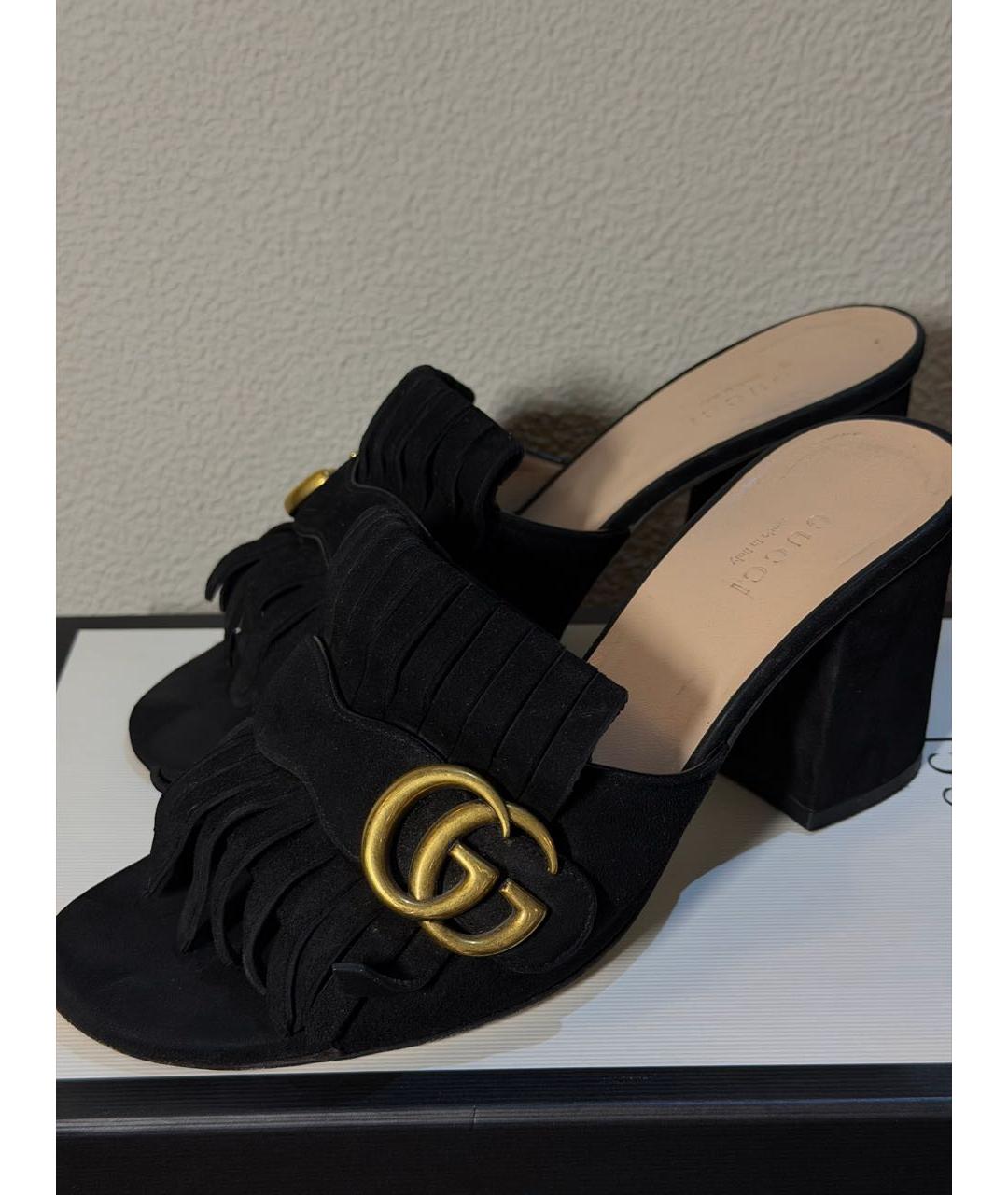 GUCCI Черные замшевые мюли, фото 3