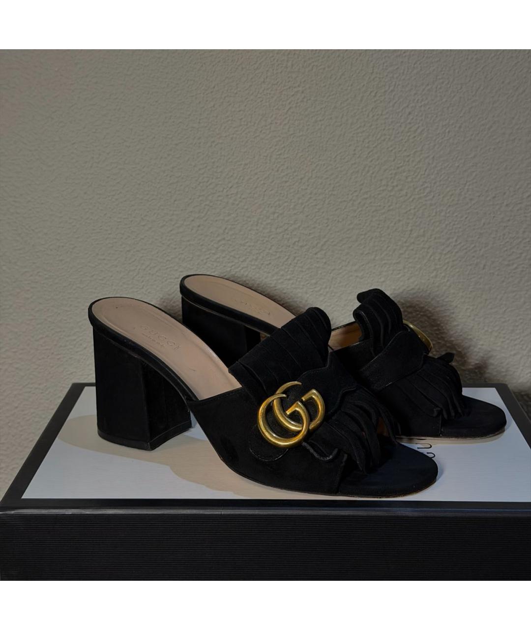 GUCCI Черные замшевые мюли, фото 2