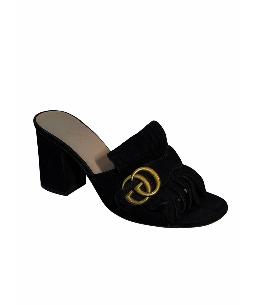 GUCCI Черные замшевые мюли, фото 1