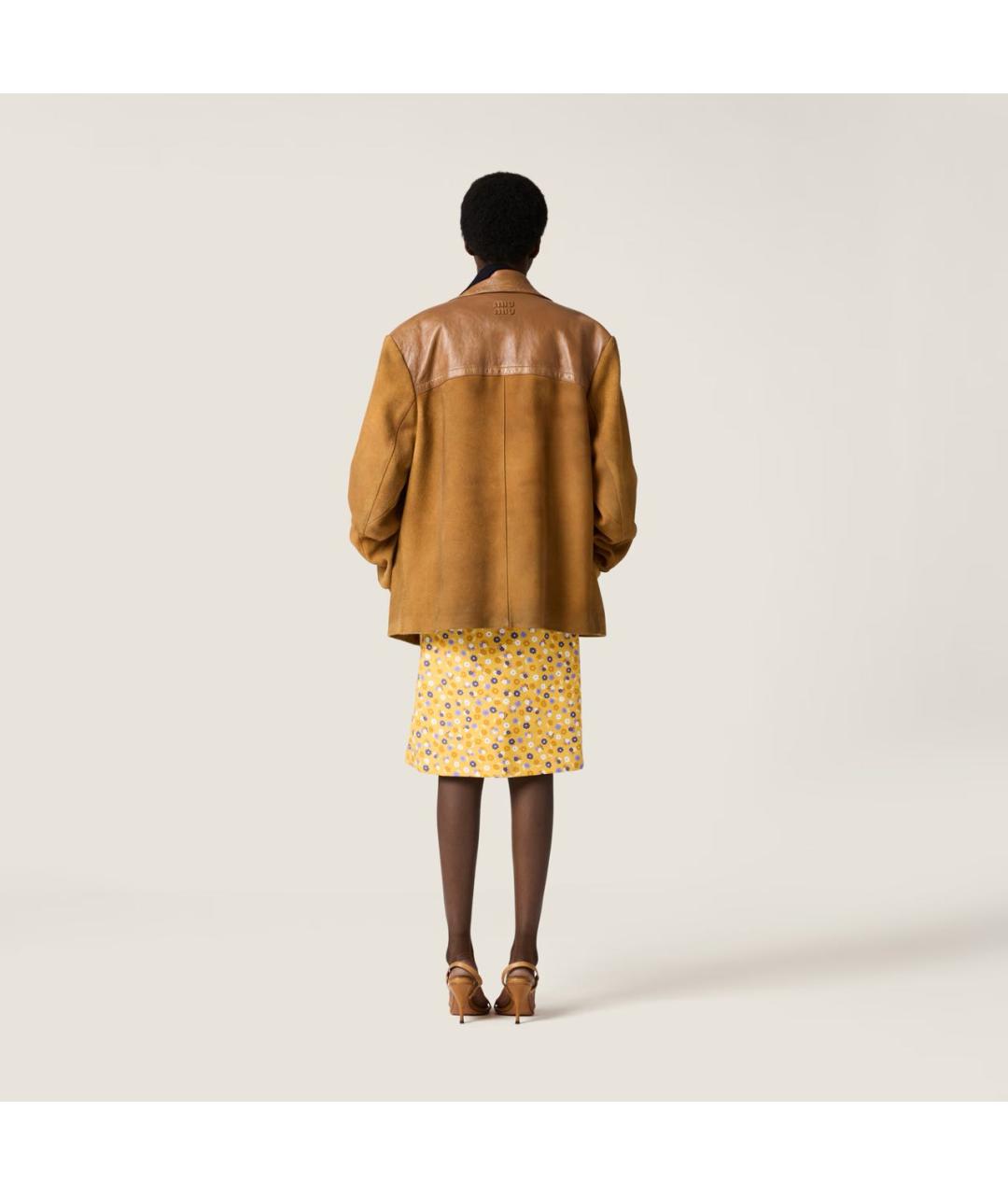 MIU MIU Желтое хлопковое повседневное платье, фото 3