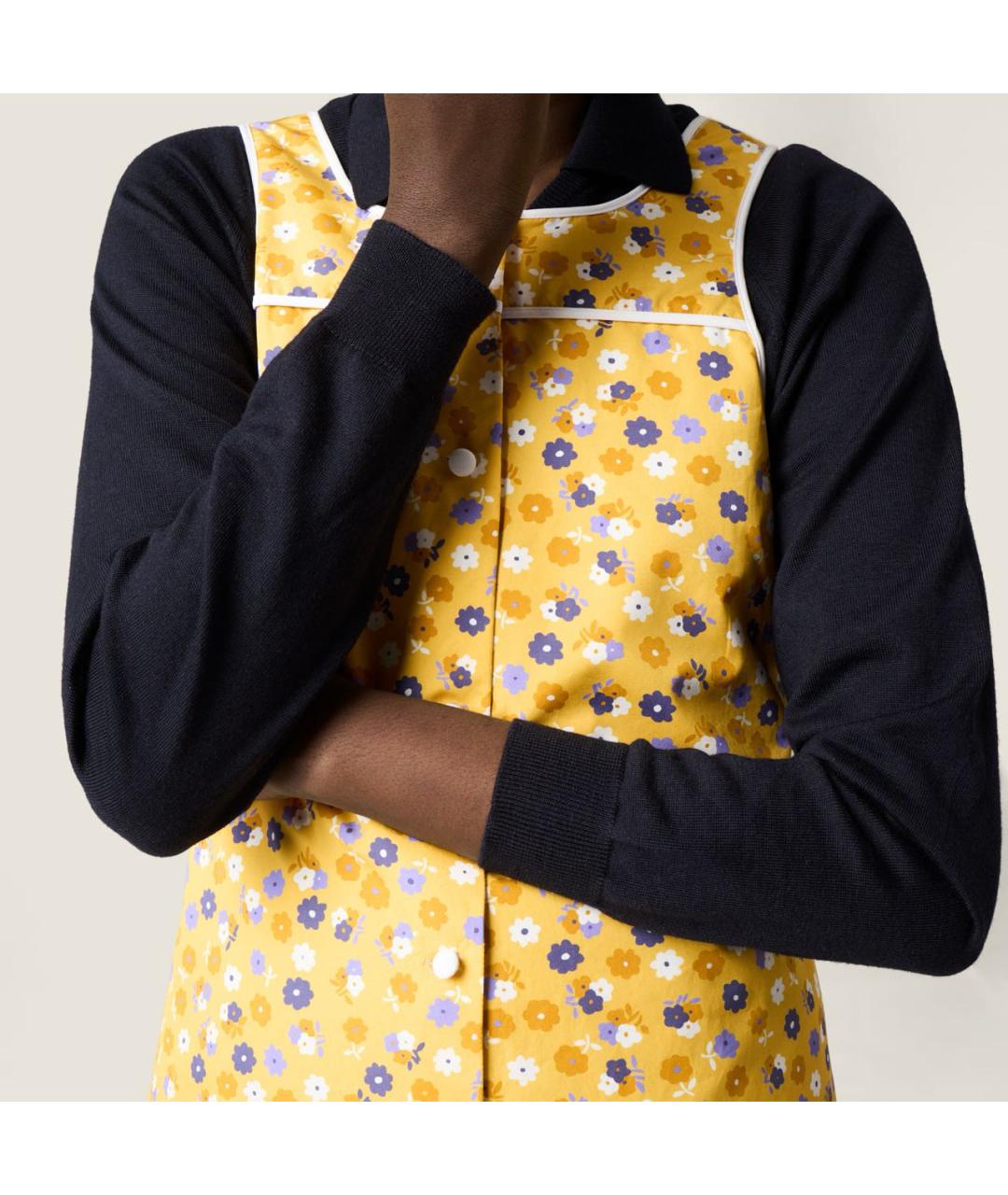 MIU MIU Желтое хлопковое повседневное платье, фото 4