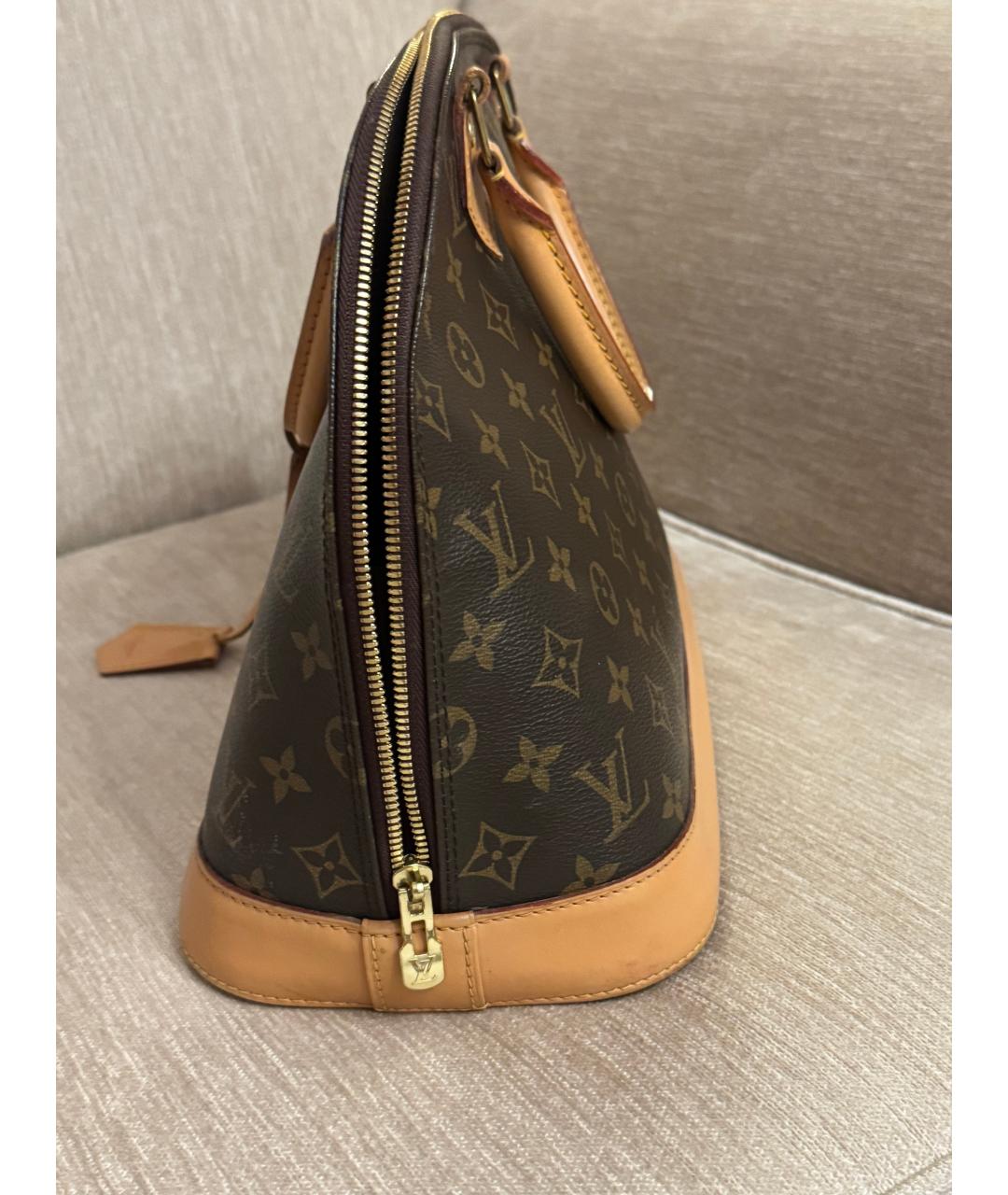 LOUIS VUITTON Коричневая кожаная сумка с короткими ручками, фото 6