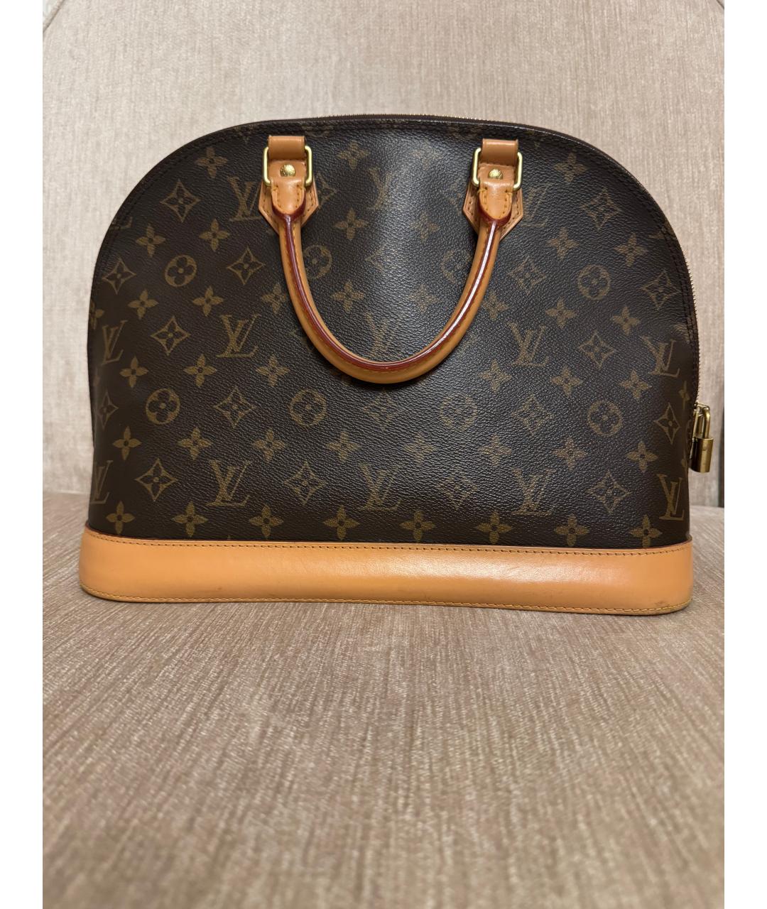 LOUIS VUITTON Коричневая кожаная сумка с короткими ручками, фото 9