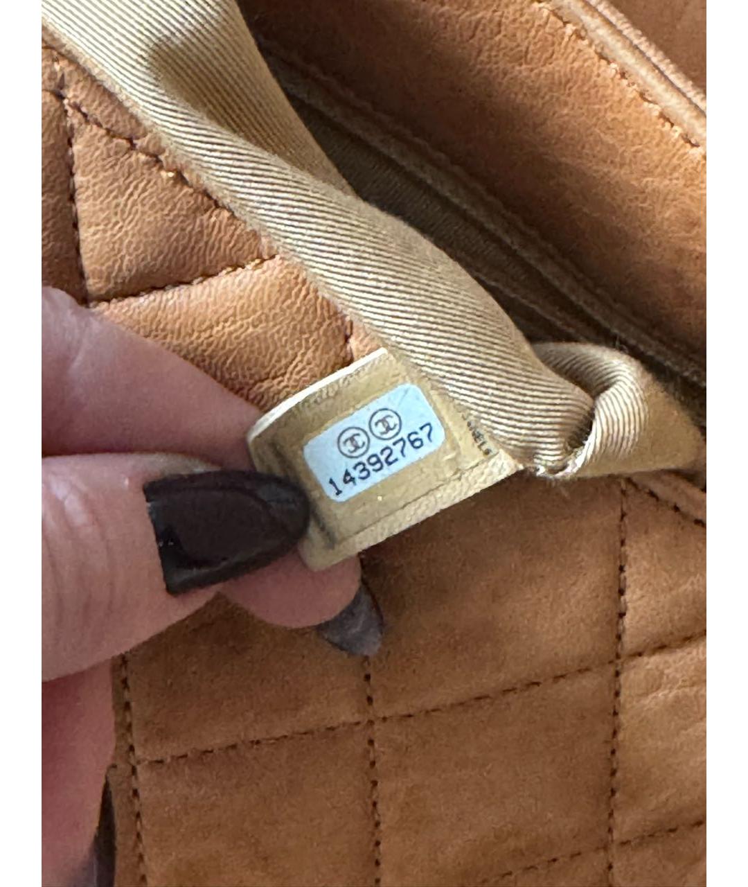 CHANEL Оранжевая кожаная сумка с короткими ручками, фото 5