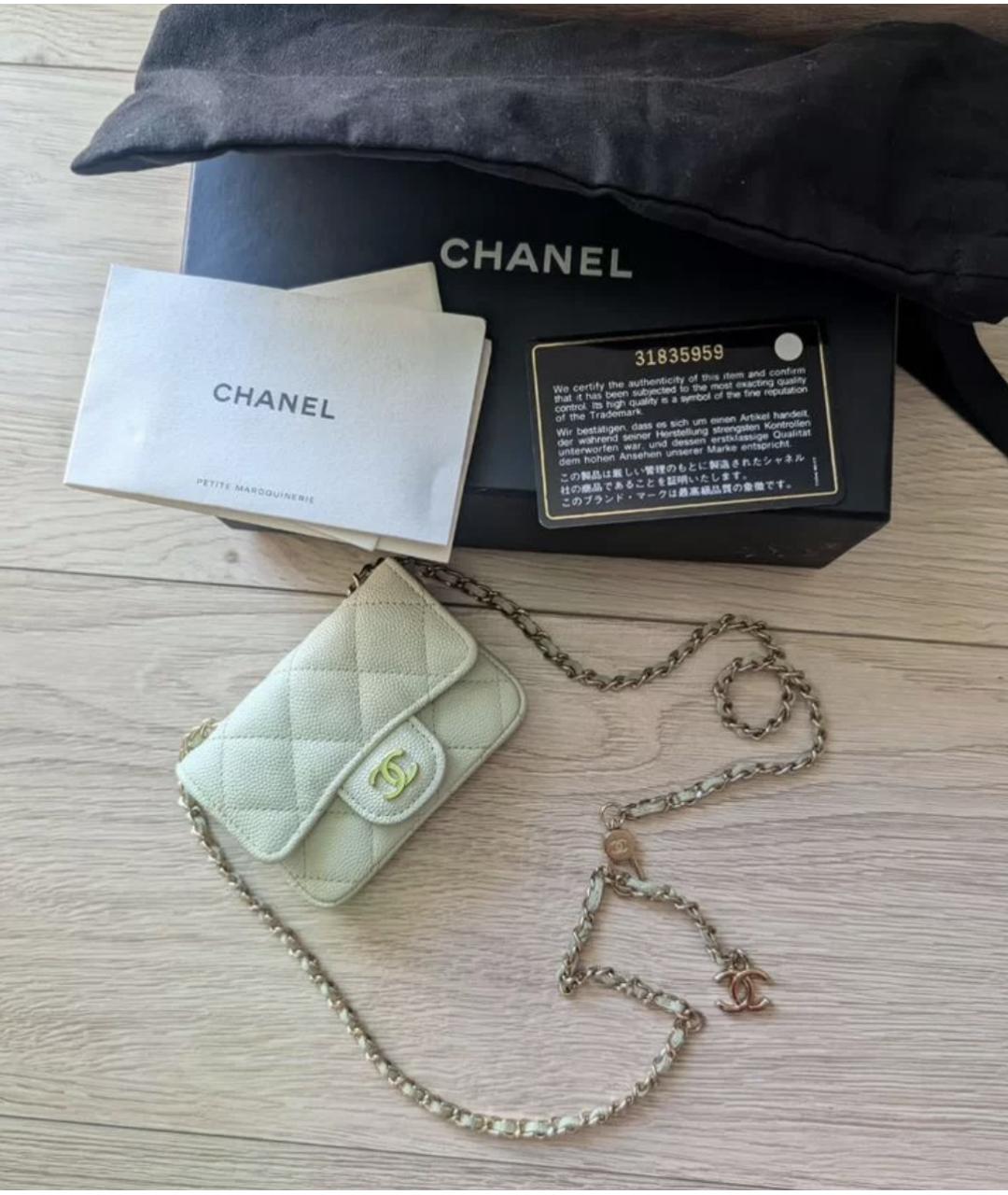 CHANEL Салатовая кожаная сумка через плечо, фото 2
