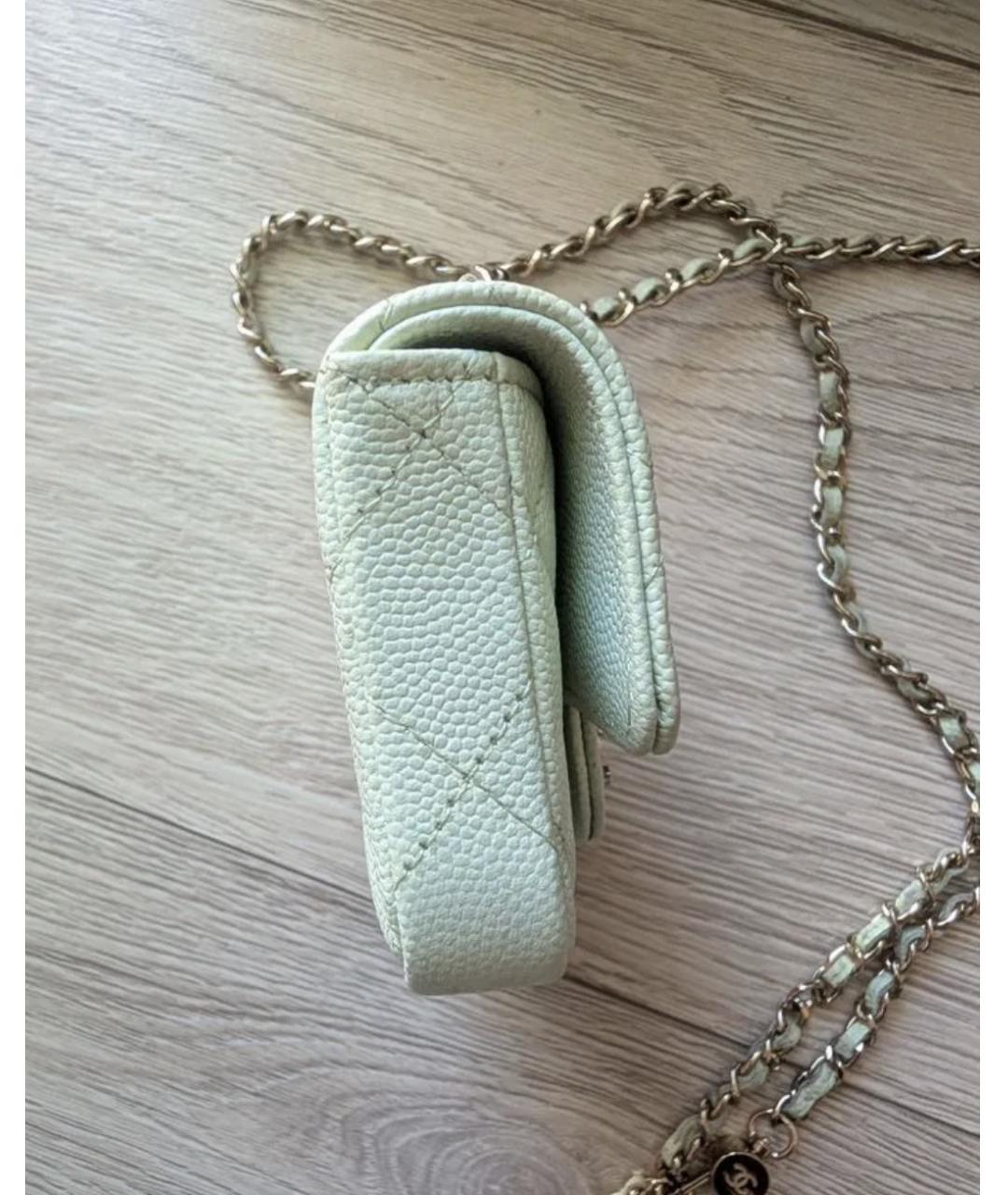 CHANEL Салатовая кожаная сумка через плечо, фото 6