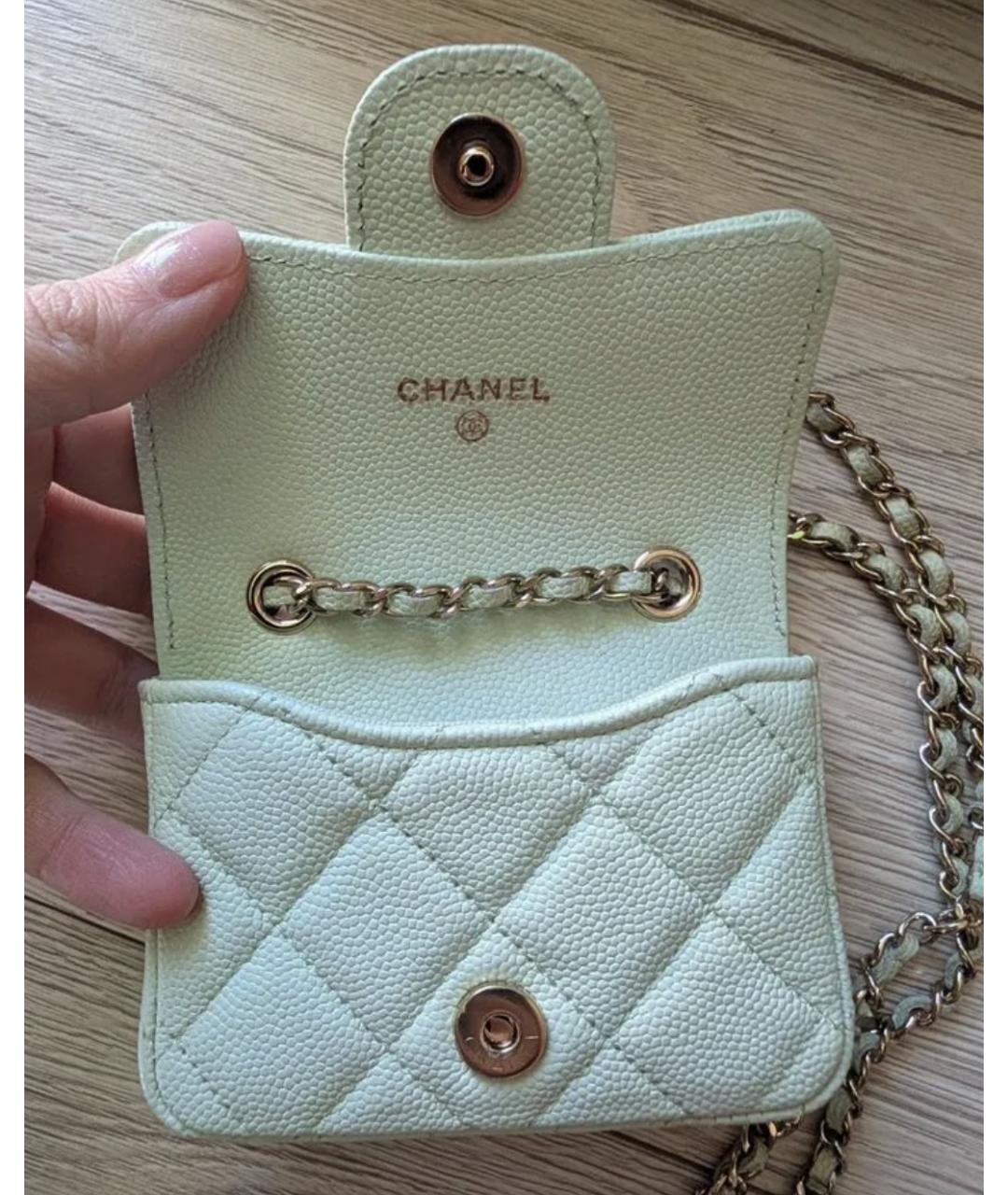 CHANEL Салатовая кожаная сумка через плечо, фото 8