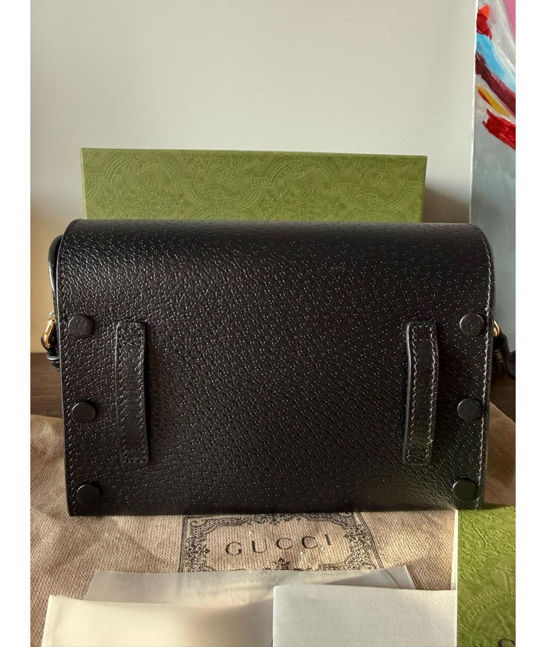GUCCI Черная кожаная сумка через плечо, фото 3