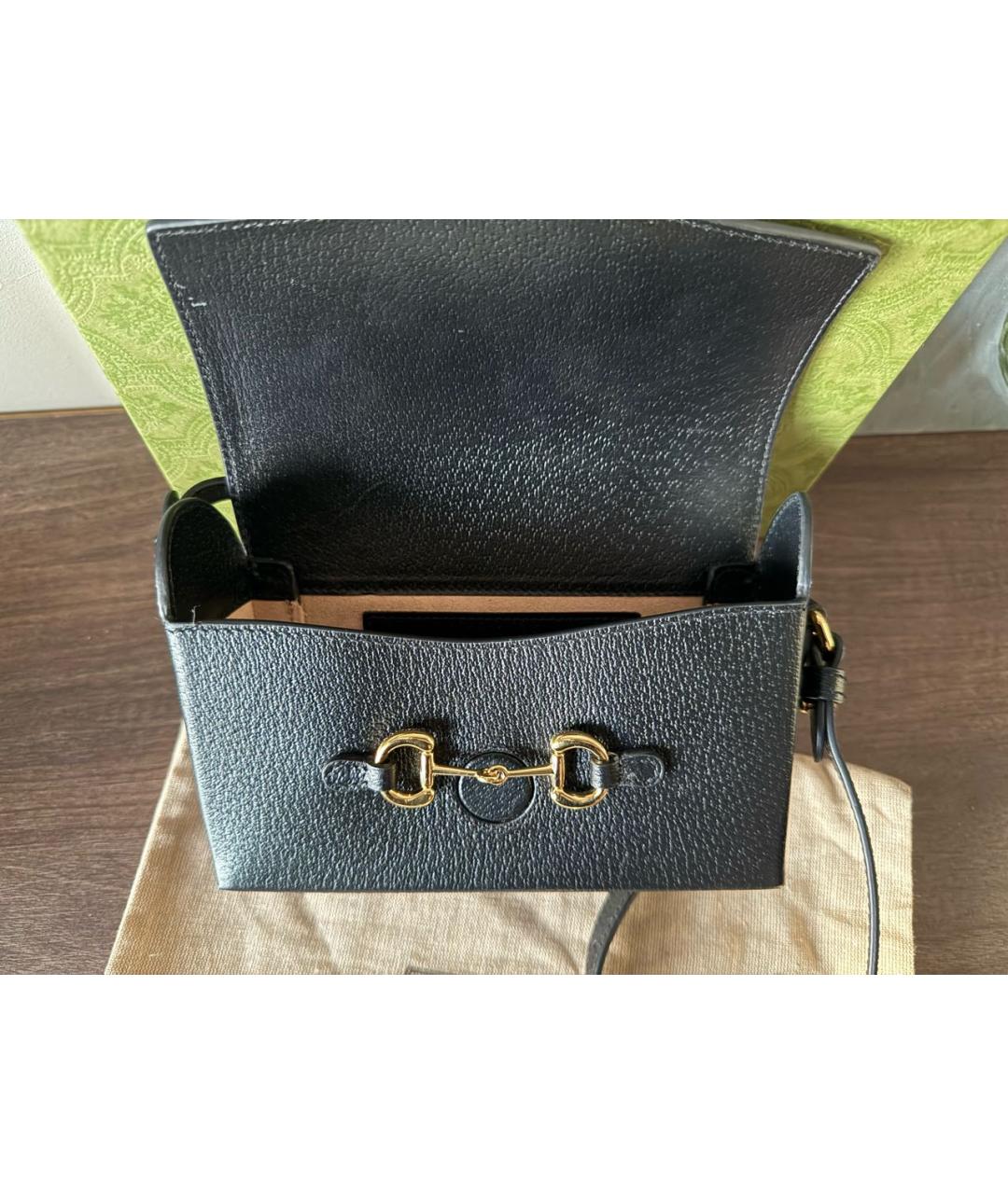GUCCI Черная кожаная сумка через плечо, фото 6