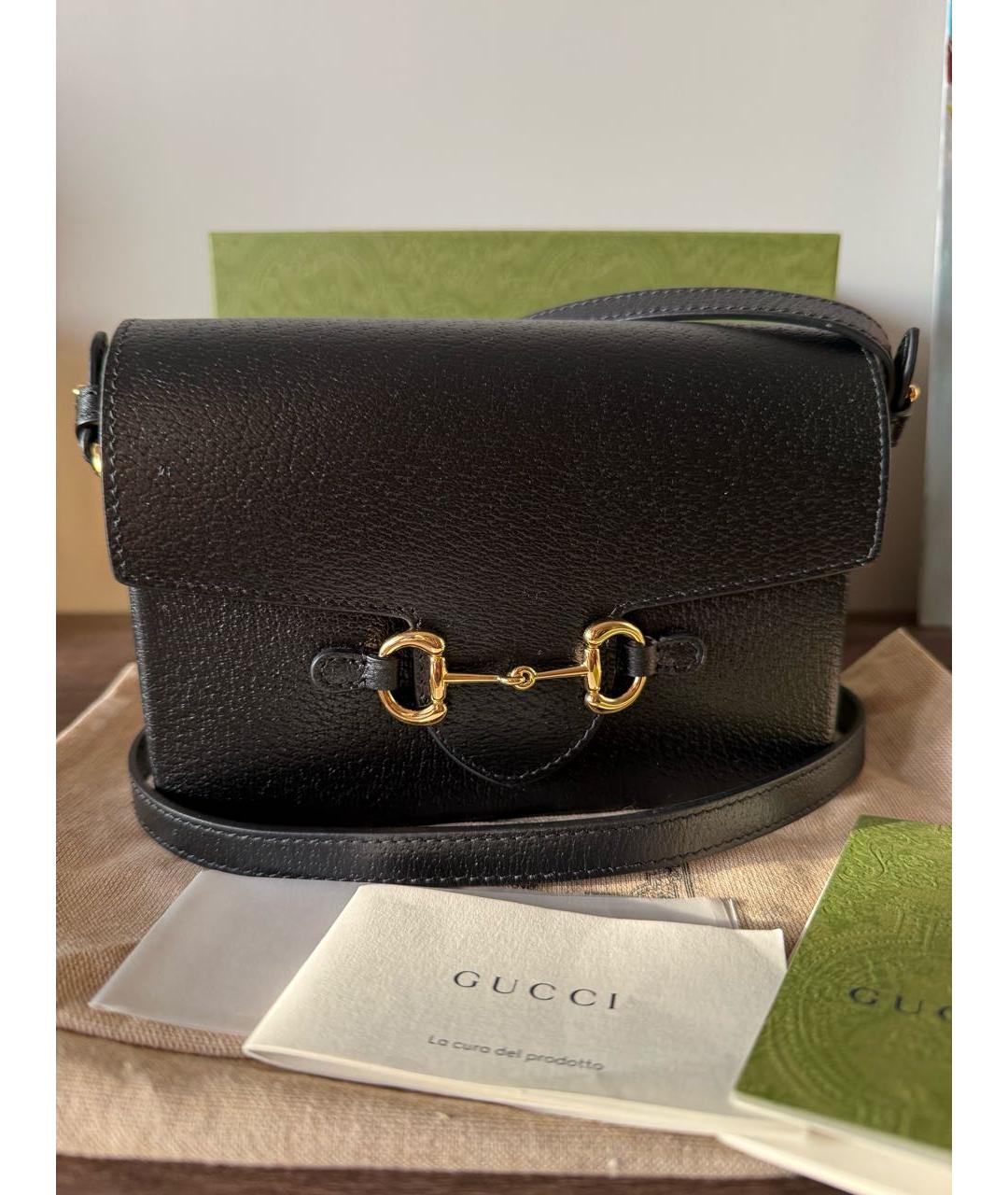 GUCCI Черная кожаная сумка через плечо, фото 2