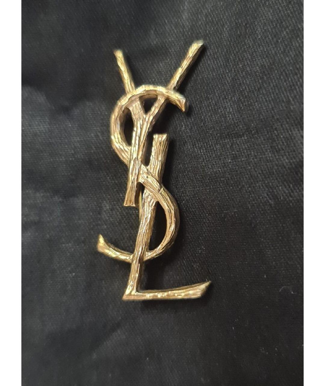 SAINT LAURENT Золотая латунная булавка / брошь, фото 7