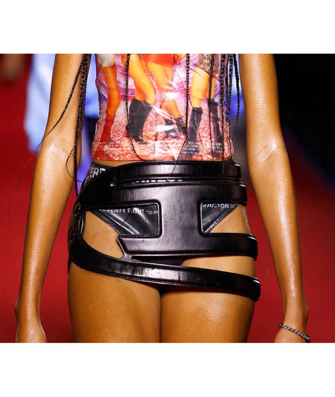 DIESEL Черный полиуретановый ремень, фото 2