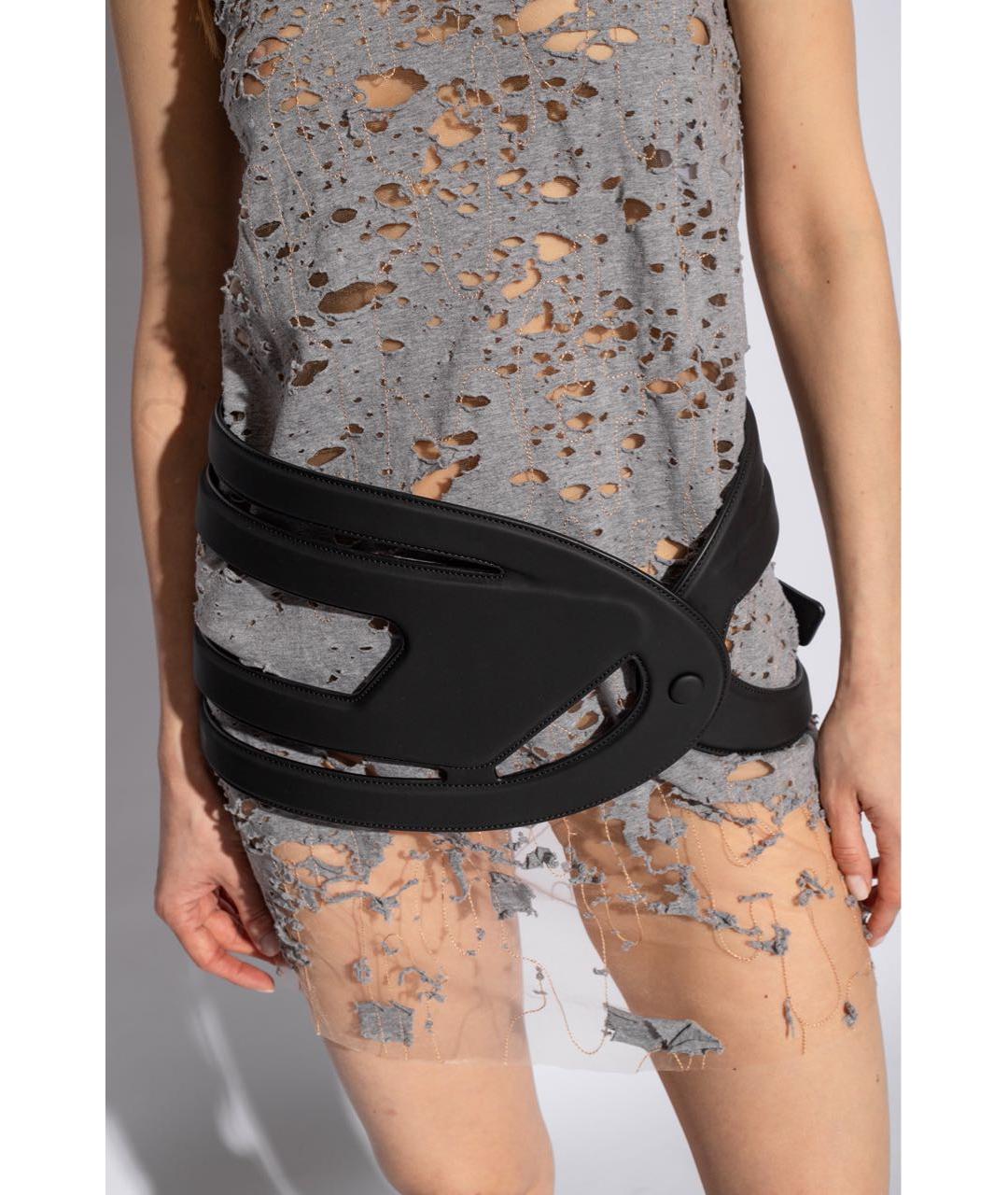 DIESEL Черный полиуретановый ремень, фото 5