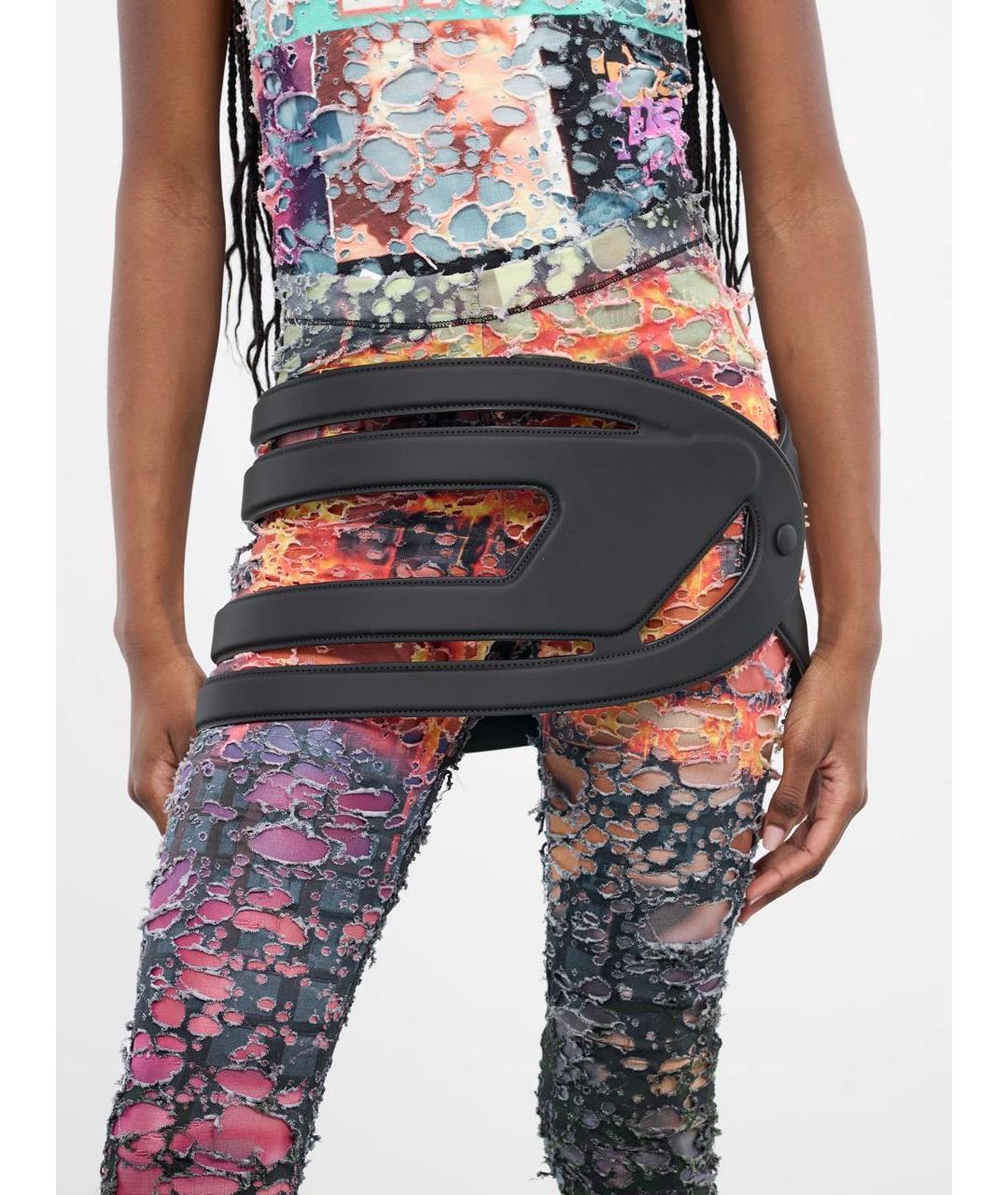 DIESEL Черный полиуретановый ремень, фото 4