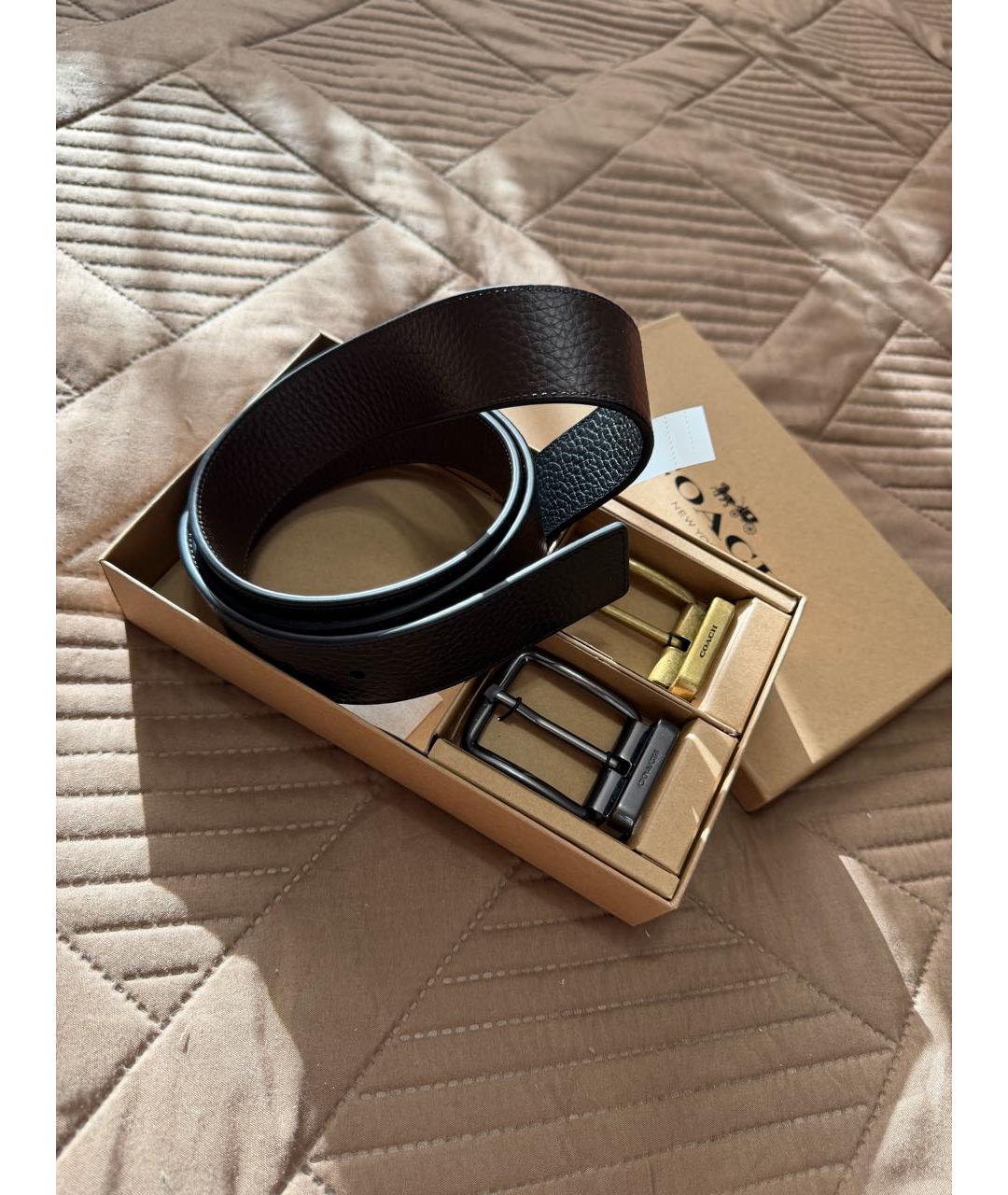 COACH Черный кожаный ремень, фото 3