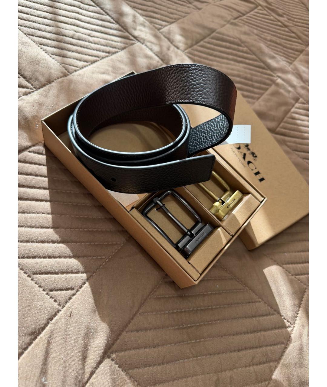 COACH Черный кожаный ремень, фото 2