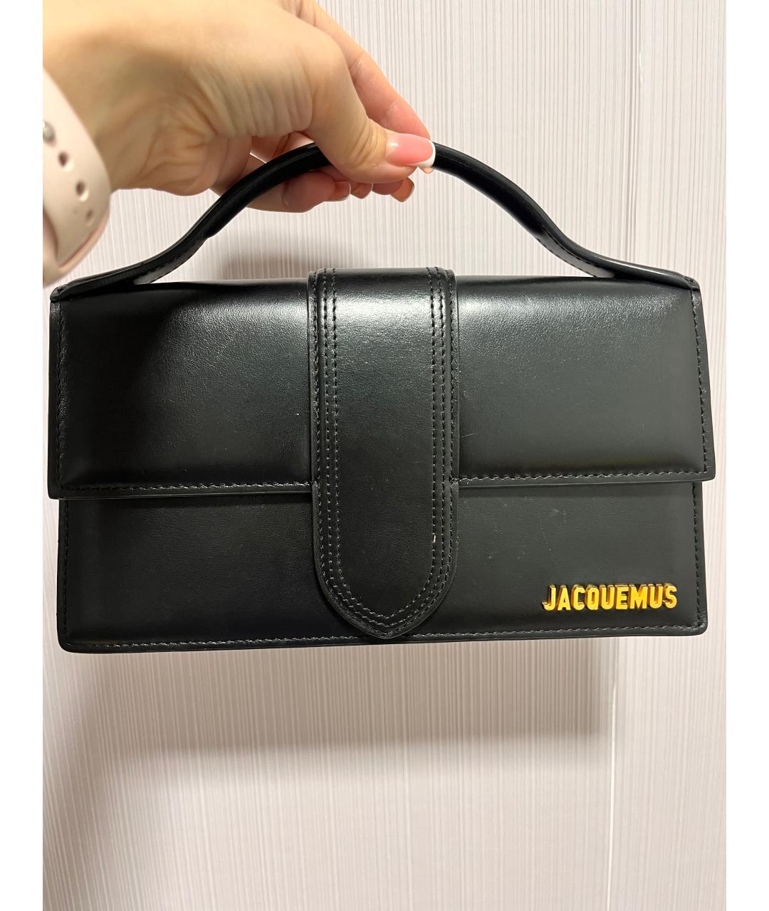 JACQUEMUS Черная кожаная сумка через плечо, фото 5