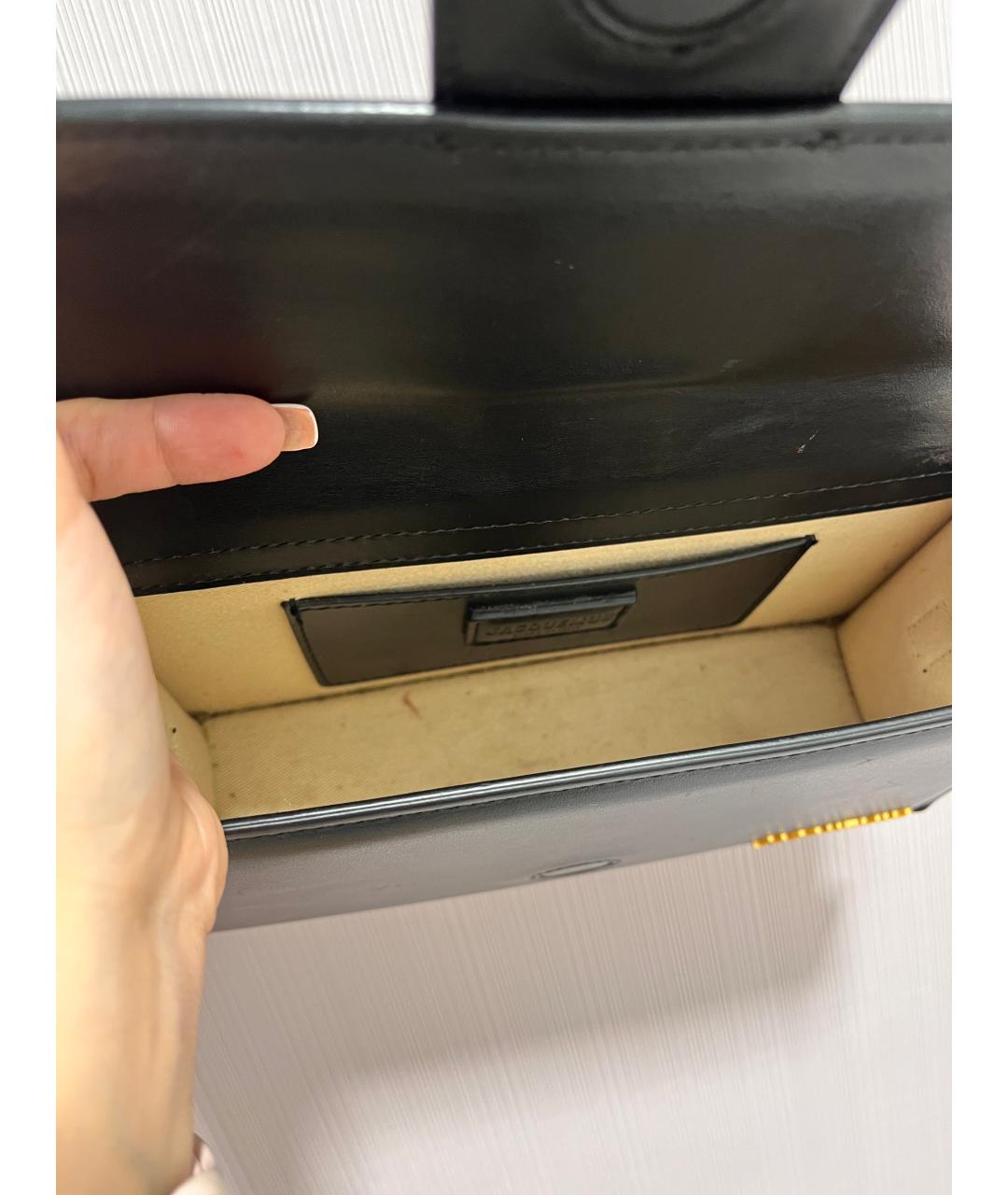 JACQUEMUS Черная кожаная сумка через плечо, фото 3