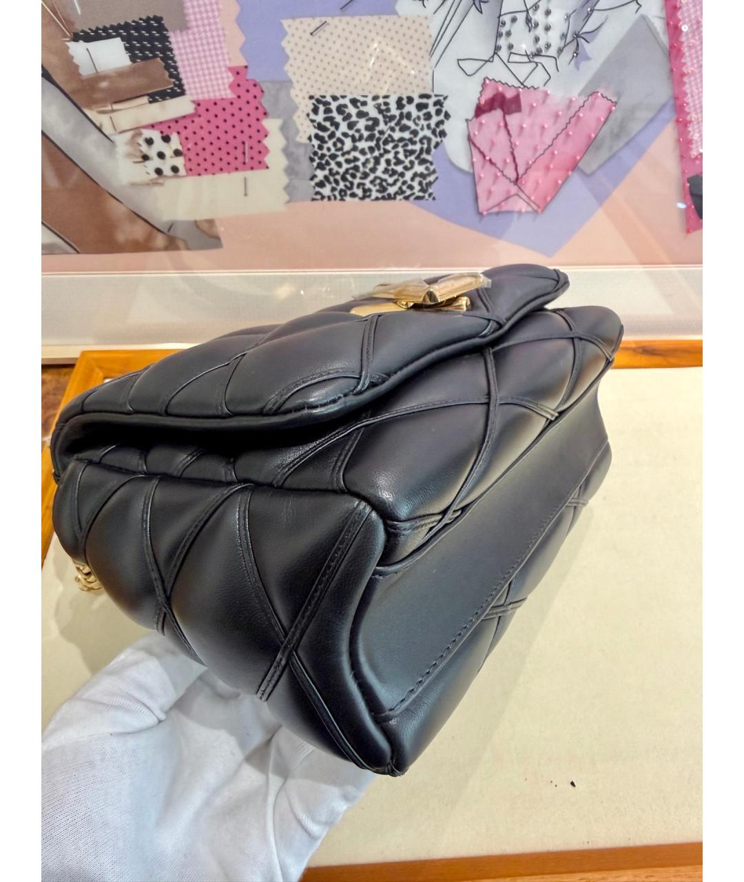 LOUIS VUITTON Черная кожаная сумка через плечо, фото 5