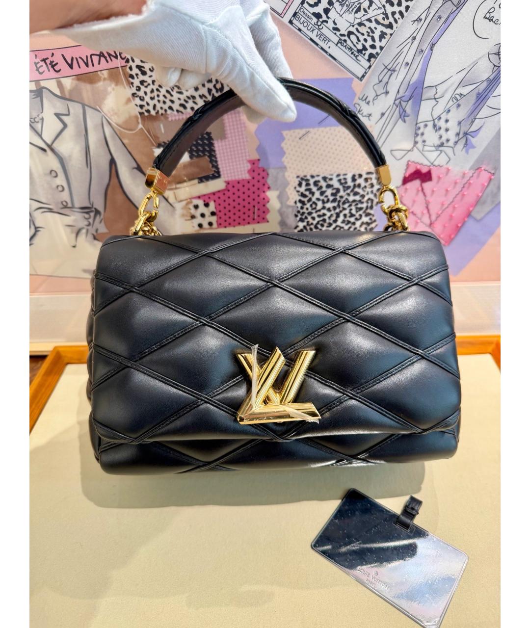 LOUIS VUITTON Черная кожаная сумка через плечо, фото 7