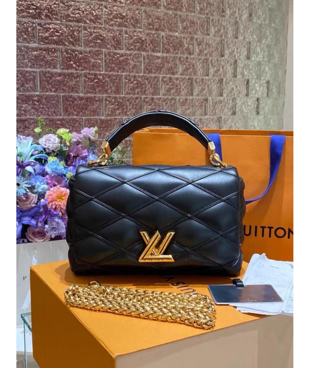 LOUIS VUITTON Черная кожаная сумка через плечо, фото 3