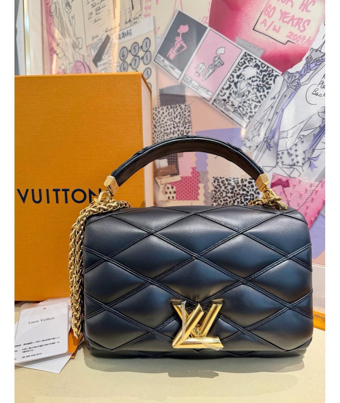 LOUIS VUITTON Черная кожаная сумка через плечо, фото 8
