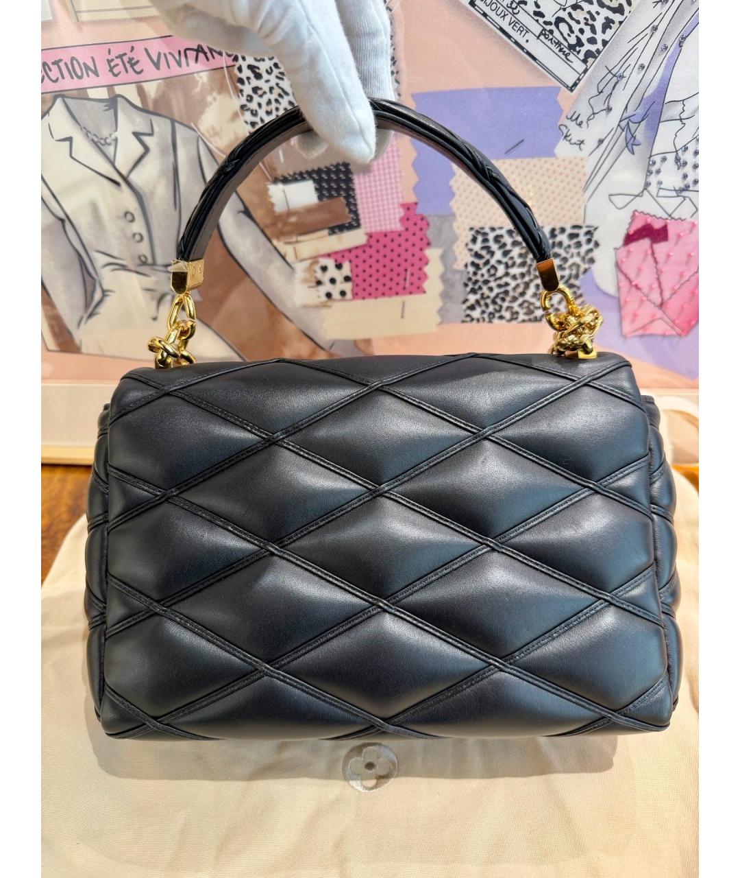 LOUIS VUITTON Черная кожаная сумка через плечо, фото 6