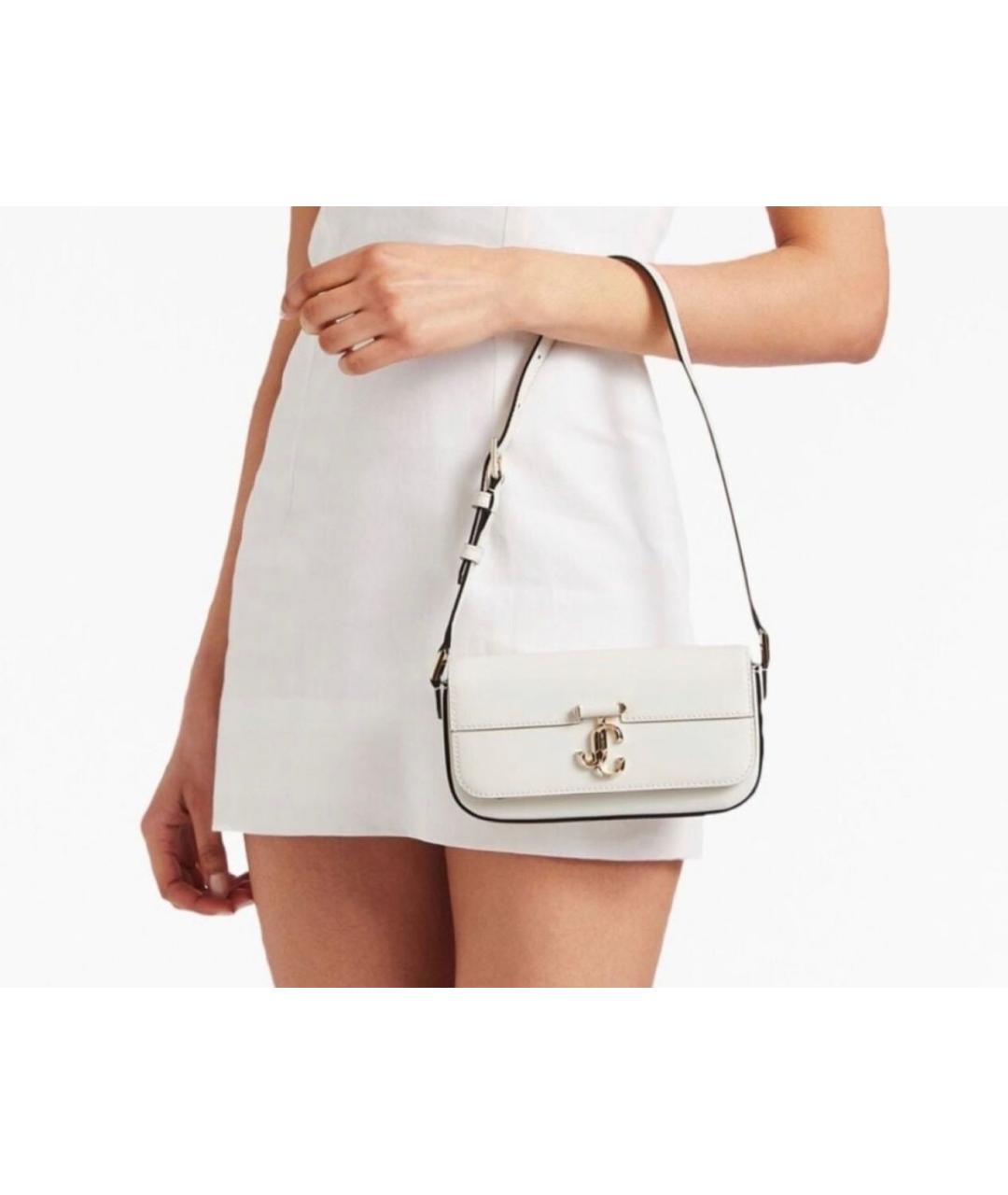 JIMMY CHOO Белая кожаная сумка с короткими ручками, фото 4