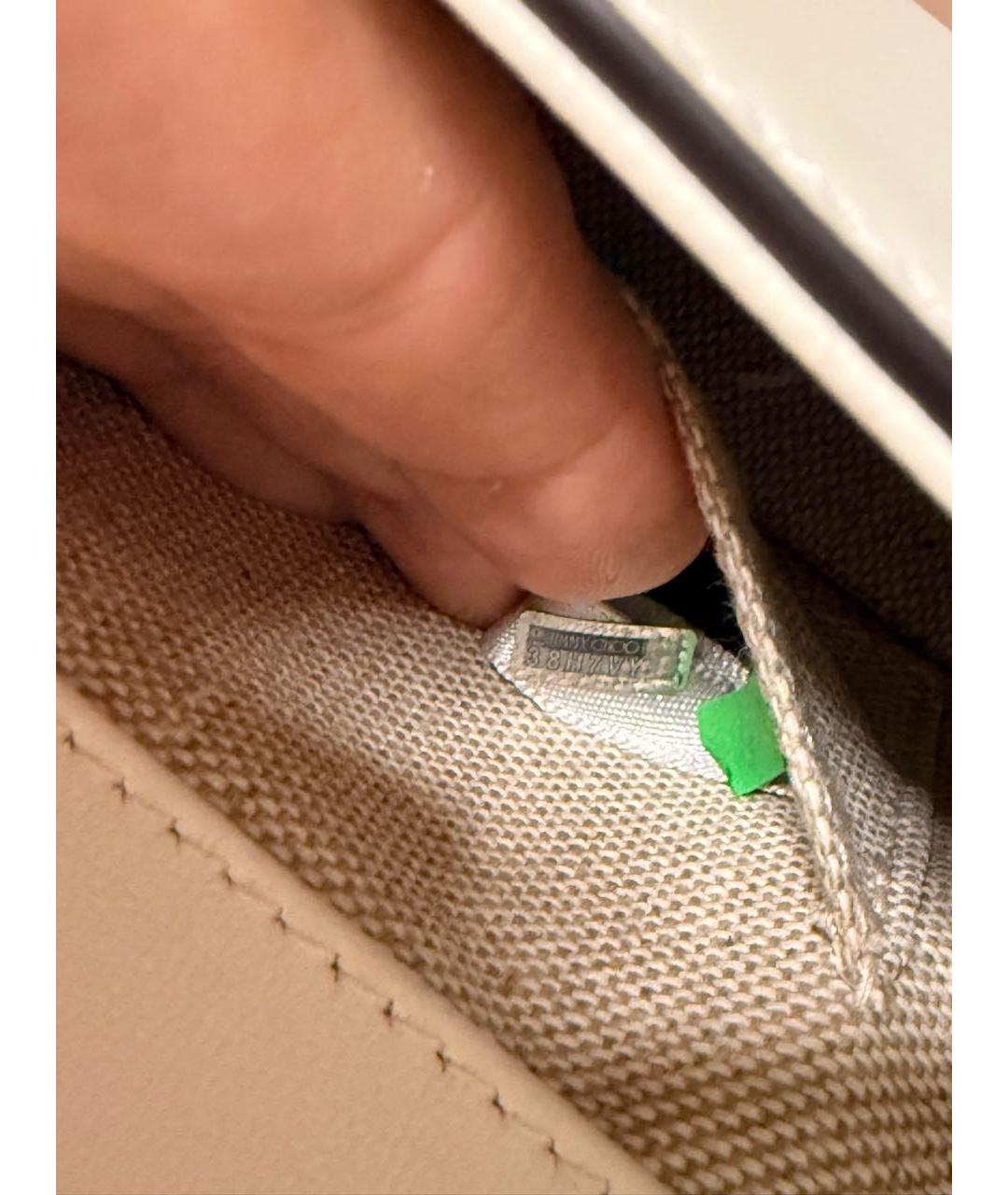 JIMMY CHOO Белая кожаная сумка с короткими ручками, фото 6